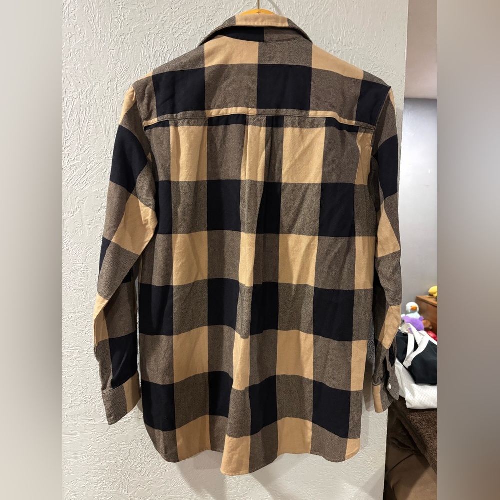 Frank & Eileen Joedy Boyfriend Button-Up Shirt Tan and Black Checkered size XS - Picture 9 of 9